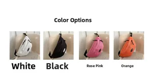 Nylon fanny pack available in white, black, rose pink, and orange color options