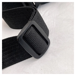 Close-up of durable black nylon strap with high-quality plastic adjustment buckle