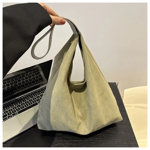 Minimalist Faux Suede Tote Bag Large Capacity Vintage Soft Shoulder Bag Casual Daily Handbag Women