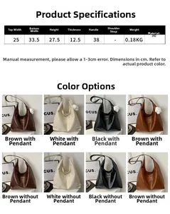 Detailed dimension chart and color variants for large capacity PU leather tote bag