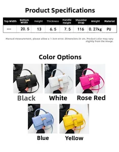 Size chart and dimensions for the crocodile pattern crossbody bag showing PU material specs