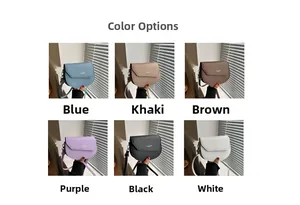 Présentation des six couleurs de sacs bandoulière en cuir PU avec bandoulière réglable chic