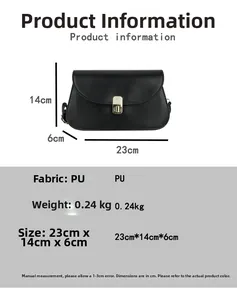 Spécifications de taille pour le sac selle en PU noir avec boucle en métal doré