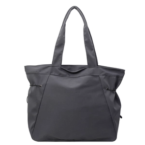 Deep grey nylon tote bag with drawstring side details for women's casual daily commute