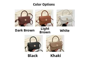 Five assorted colors of vintage mini crossbody bags with metallic ball lock closures
