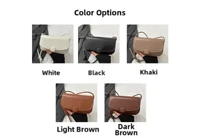 Collage of chic PU leather square bags in white, black, khaki, and brown tones