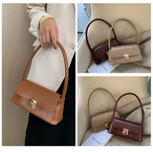 Détail du sac sous le bras minimaliste en cuir avec fermoir métallique doré clair élégant