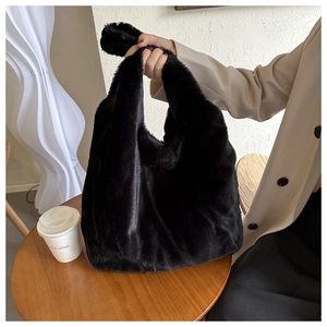 Kunstfell Tote Bag Für Damen Weiche Plüsch Schulterhandtasche Große Kapazität Flauschige Tägliche Einkaufstasche