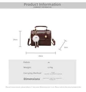 Detailed size specifications and various carrying methods for the vintage brown crossbody bag