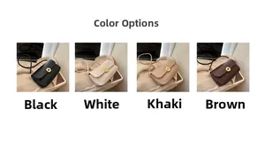 Selection of classic black, white, khaki, and brown flap shoulder bags with metal locks
