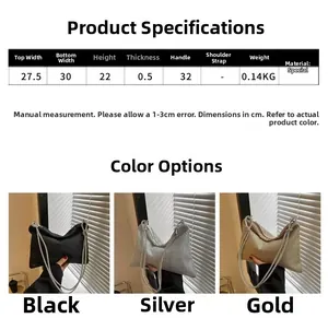 Detailed size specifications for rhinestone hobo bag including length and height dimensions