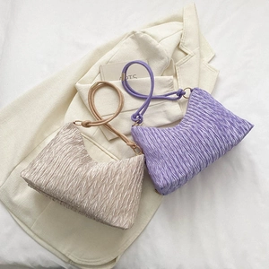 Sac Sous Les Aisselles Plissé Pour Femmes Cuir PU Bandoulière Noeud Anneau Métallique Élégant Minimaliste Sac Hobo Mode