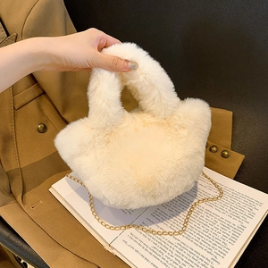 Sac Seau En Peluche Fausse Fourrure Sac À Main Bandoulière Chaîne Dorée Mode Mignon Pour Femmes