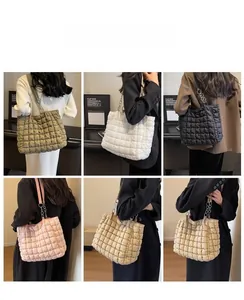 Collage of quilted tote bags in multiple colors showing different stylish carry options