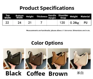Detailed dimension guide for solid color half-moon PU leather crossbody bag dimensions