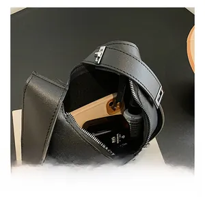Internal view of the large capacity black bucket bag showing spacious storage for essentials