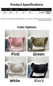 Detailed dimension guide and size specs for the quilted puffer cloud shoulder bag