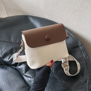 Sac Bandoulière En Similicuir PU Avec Large Sangle Géométrique Tissée Sac À Épaule Rétro À Rabat Pour Femmes