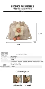 Detailed size specifications for mini straw bag with 3D floral and cherry charms