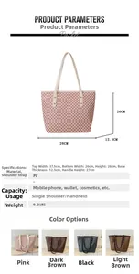 Detailed size specifications for the monogram print tote bag with handle measurements