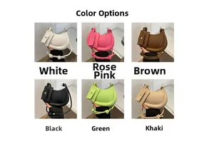 Six colors of minimalist half-moon shoulder bags with detachable square coin purses