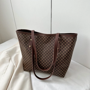 Women Retro Geometric Print Tote Bag Large Capacity PU Leather Chic Shoulder Handbag Versatile Daily For Commute