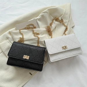 Chic quilted crossbody square bags with gold chain straps and turn-lock closures
