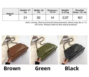 Size chart for a PU leather tote bag showing dimensions 30x21x14cm and weights 0.37kg