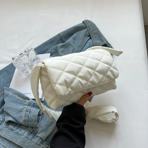Sac Bandoulière Matelassé en Nylon pour Femme Souple Puffer Motif de Losanges Sac à Épaule Avec Bandoulière Large Réglable Casual Mode Petit Sac Carré