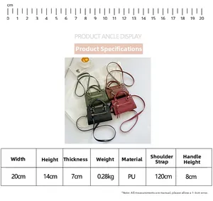 Specifiche dettagliate sulle dimensioni per la borsa a mano vintage in pelle PU e tracolla