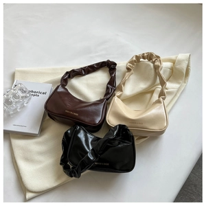 French vintage baguette shoulder bags with pleated cloud handles in three elegant colors