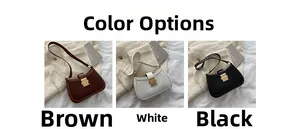 Detailed view of vintage minimalist crossbody bags in brown, white and black leather