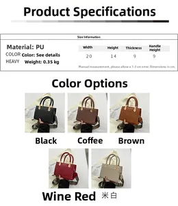 Guida alle taglie della borsa a tracolla in PU con dimensioni e opzioni di colore