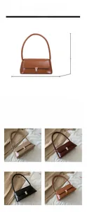 Detailed dimension guide for vintage PU baguette shoulder bag showing size 24x11x9cm