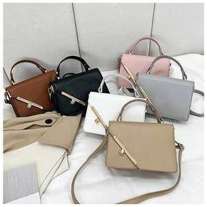 Detail view of stylish crossbody handbags in six elegant colors with lychee texture