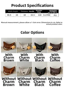 Detailed size specifications for the soft PU leather shoulder bag with dimensions and weight