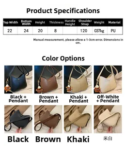 Detailed size specifications for a retro soft PU leather crossbody bag with dimensions