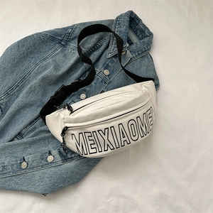 Sac Ceinture En Tissu Oxford Nylon Imprimé Lettres Bandoulière Réglable Sac De Taille Crossbody Streetwear Sac De Poitrine Femmes