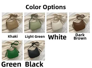 Detailed grid view showcasing the minimalist half-moon crossbody bag in six trendy colors