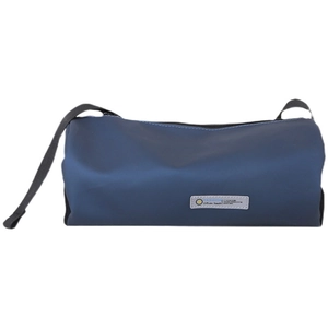 Fashion navy blue cylindrical shoulder bag with zipper closure and black strap