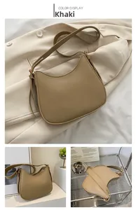 Detail view of khaki hobo bag with adjustable strap and premium synthetic leather