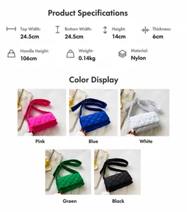 Sac bandoulière en nylon matelassé guide des tailles et comparaison de cinq couleurs