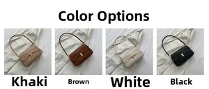 Color display of vintage saddle bags in khaki, brown, white and black colors