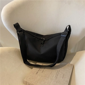 Large Capacity Oxford Cloth Hobo Shoulder Bag For Women Fashion Casual Half Moon Solid Color Adjustable Strap Crossbody Bag