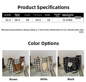 Spécifications détaillées des sacs fourre-tout en toile à carreaux en plusieurs couleurs