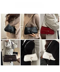 Detail shots showing multi-color fashion PU leather shoulder bags on models