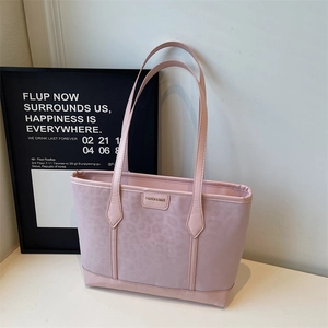 Leopard Print Tote Bag For Women PU Leather Splicing Large Capacity Handbag Urban Simple Commuter Shoulder Bag Daily Purse