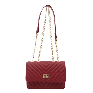 French style red quilted crossbody bag with gold chain strap and square buckle clasp
