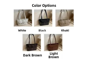 Detailed grid showing five stylish minimalist faux leather handbags in various neutral colors