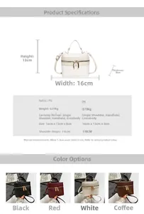 Detailed size parameters and four color options for the faux crocodile leather bag